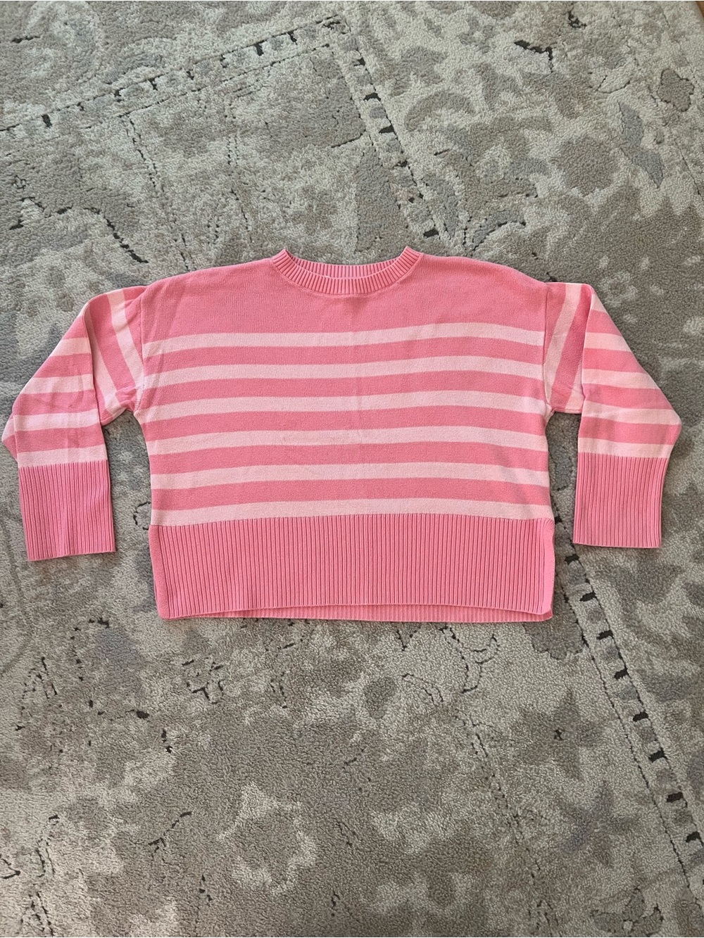 GAP Pink Striped Crewneck Sweater